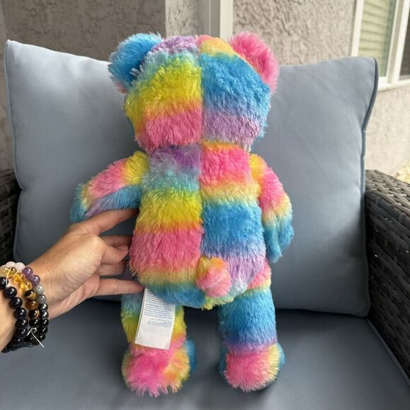 Build a Bear Plush 16” Rainbow Stripe Teddy Bear Musical Sound - Picture 3 of 6